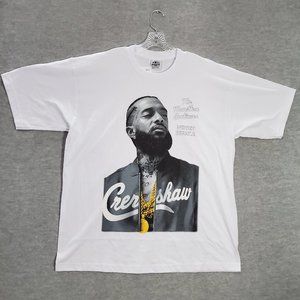 Nipsey Hussle Crenshaw Men Shirt 2XL White The Marathon Continues Crew Neck READ